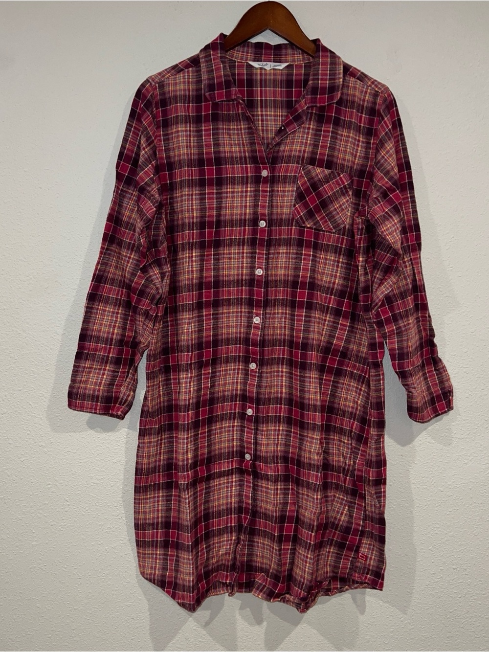 Women’s Woolrich Plaid Flannel button down Shirt Dress size large  cabin core